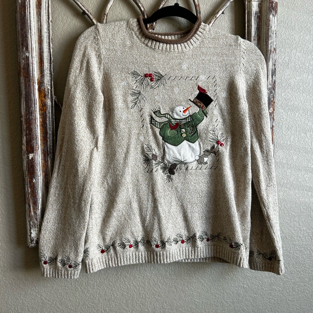 Christopher & Banks Beige Snowman Sweater